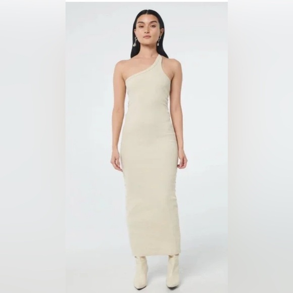 The Line by K Gael Cream One Shoulder Midi Tank Dress Size Small - Picture 1 of 11